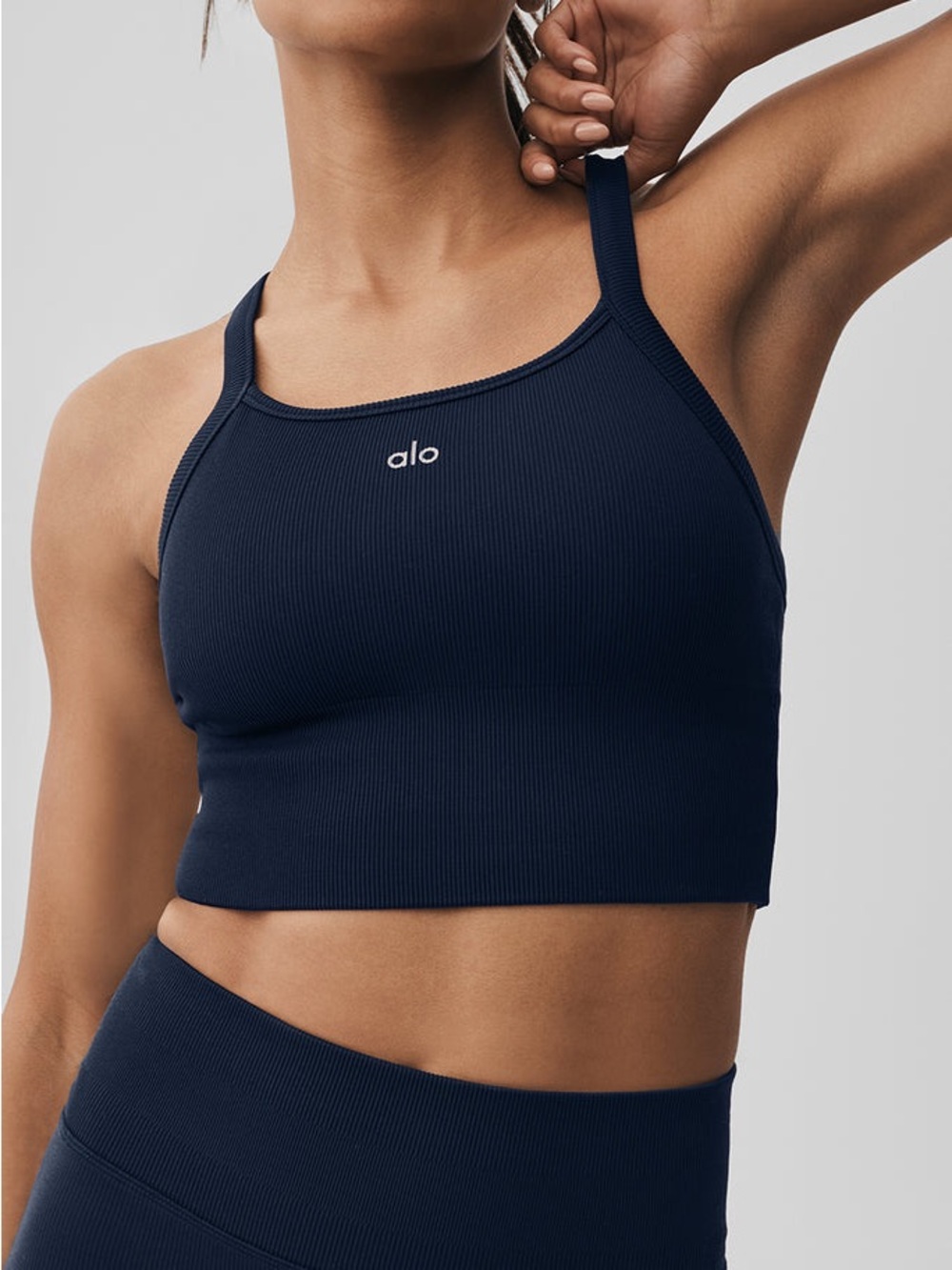 Alo Yoga Seamless Ribbed Favorite Bra Tank in Black